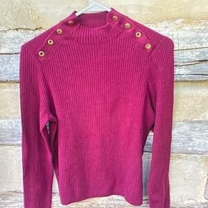 Talbots Pink Turtleneck Sweater with Button Detail
